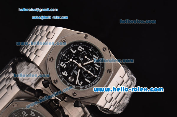 Audemars Piguet Royal Oak Offshore Chronograph Japanese Miyota OS10 Quartz Stainless Steel Case with Stainless Steel Strap and Black Dial - Click Image to Close